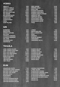 a menu for a bar with a chalkboard background
