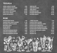 tequila cocktail menu on chalkboard