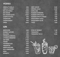 a chalkboard menu with different drinks on it